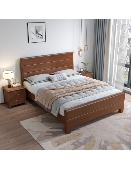 Solid wood 1.8m double bed master bedroom furniture high box storage wedding bed