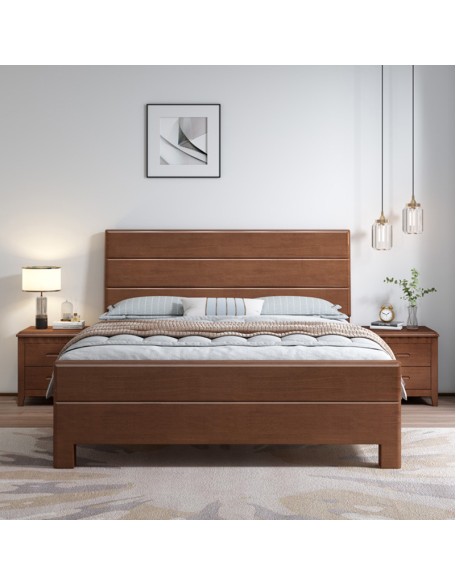Solid wood 1.8m double bed master bedroom furniture high box storage wedding bed