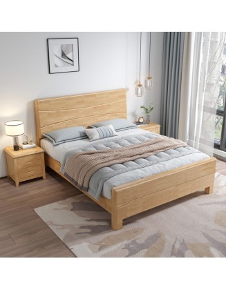 Solid wood 1.8m double bed master bedroom furniture high box storage wedding bed