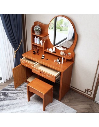 Solid wood dressing table modern simple multifunctional storage makeup table