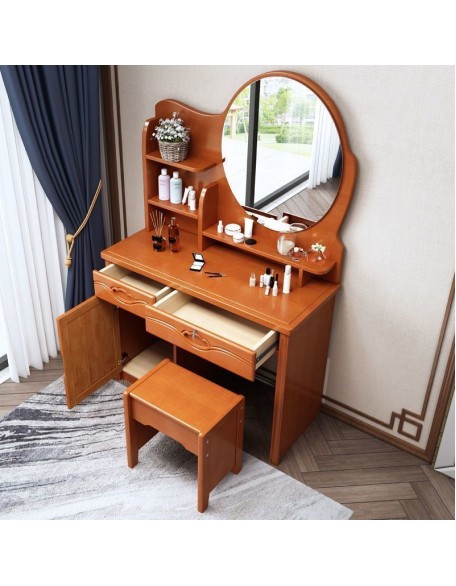 Solid wood dressing table modern simple multifunctional storage makeup table