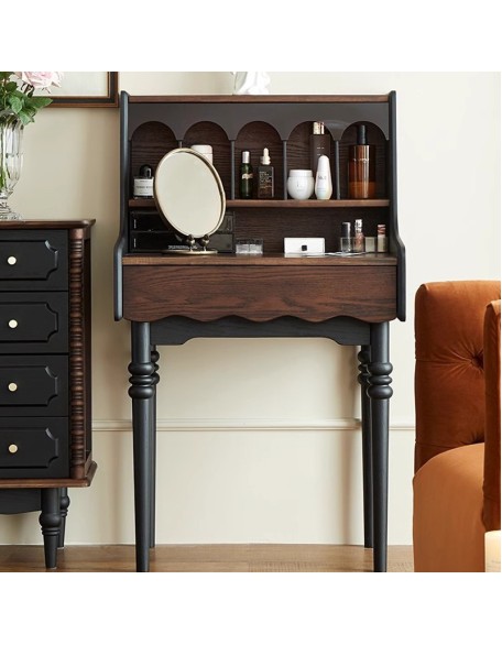 French vintage solid wood dresser small bedroom modern minimalist bedside table shelf