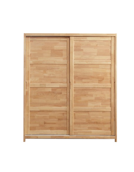 Modern Simple Two Door Sliding Solid Wood Storage Wardrobe