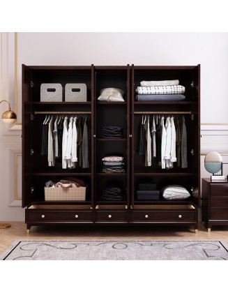 Solid Wood Wardrobe Modern Simple Bedroom Sets Combination Cherry Wood Furniture Large Wardrobe