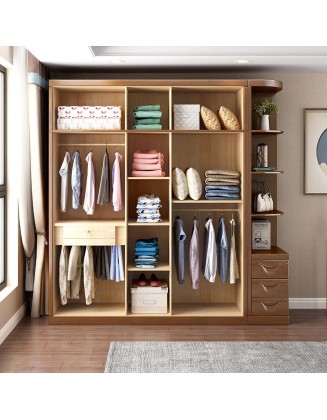 Bedroom solid wood large capacity storage organiser wardrobe