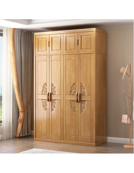Chinese solid wood wardrobe with open door and large capacity storage wardrobe