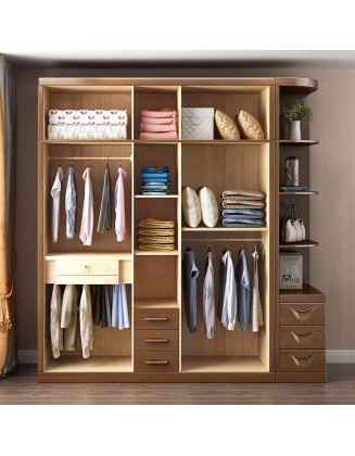 Chinese solid wood wardrobe with open door and large capacity storage wardrobe
