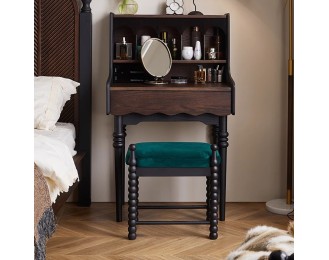 French vintage solid wood dresser small bedroom modern minimalist bedside table shelf