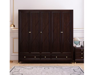 Solid Wood Wardrobe Modern Simple Bedroom Sets Combination Cherry Wood Furniture Large Wardrobe