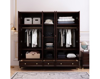 Solid Wood Wardrobe Modern Simple Bedroom Sets Combination Cherry Wood Furniture Large Wardrobe