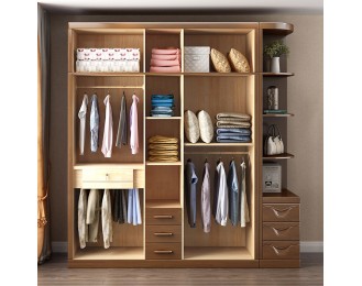 Chinese solid wood wardrobe with open door and large capacity storage wardrobe
